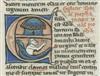 MANUSCRIPT LEAVES  OBADIAH AND JONAH.  Vellum leaf from Vulgagte manuscript with initials showing Obadiah and Jonah.  Paris, ca. 1250